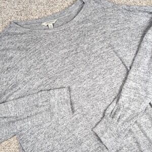 Lucky Brand Women's Gray Long Sleeve Cloud Jersey Pullover Top Crew‎ Neck Casual